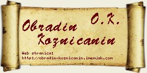 Obradin Kozničanin vizit kartica